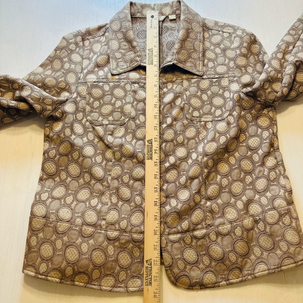 Erin by Erin London Jacket | Taupe Circle Print Textured Zip Front | Size PL - Picture 6 of 10